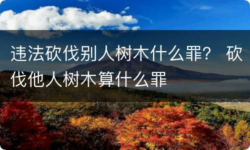 违法砍伐别人树木什么罪？ 砍伐他人树木算什么罪