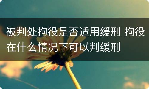 被判处拘役是否适用缓刑 拘役在什么情况下可以判缓刑