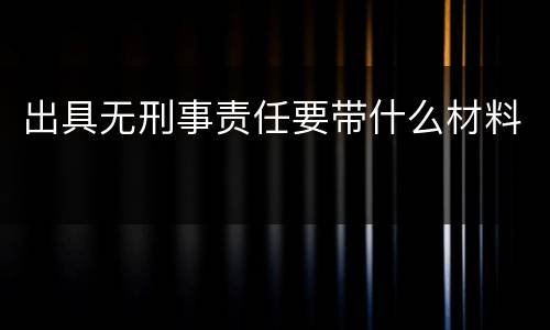 出具无刑事责任要带什么材料