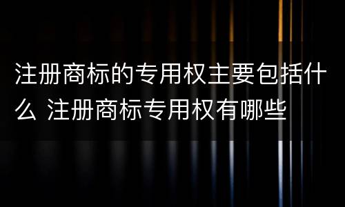 注册商标的专用权主要包括什么 注册商标专用权有哪些
