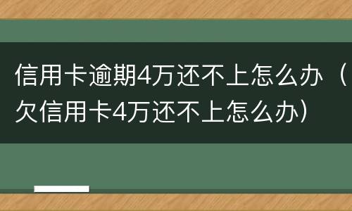 信用卡逾期4万还不上怎么办（欠信用卡4万还不上怎么办）