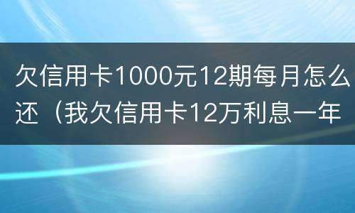 欠信用卡1000元12期每月怎么还（我欠信用卡12万利息一年多少）