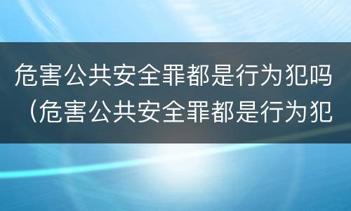 危害公共安全罪都是行为犯吗（危害公共安全罪都是行为犯吗判几年）