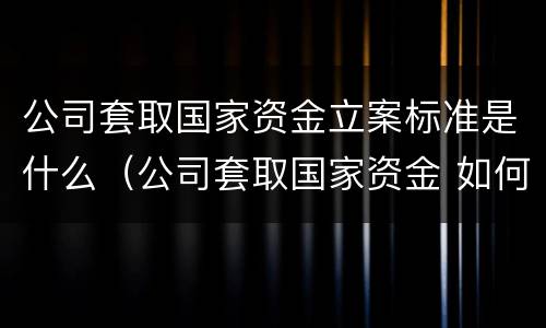公司套取国家资金立案标准是什么（公司套取国家资金 如何定罪）