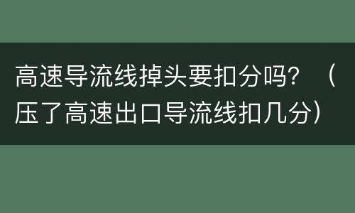 高速导流线掉头要扣分吗？（压了高速出口导流线扣几分）
