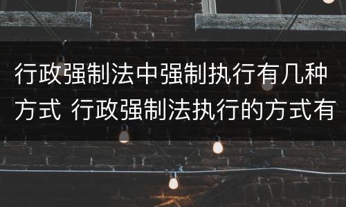 行政强制法中强制执行有几种方式 行政强制法执行的方式有