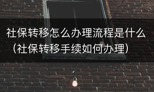 社保转移怎么办理流程是什么（社保转移手续如何办理）