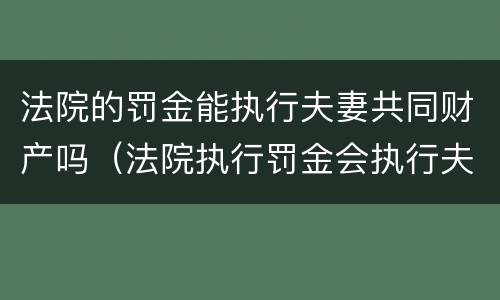 法院的罚金能执行夫妻共同财产吗（法院执行罚金会执行夫妻共同财产吗）