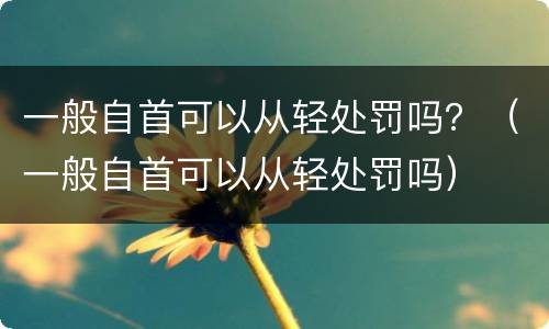 一般自首可以从轻处罚吗？（一般自首可以从轻处罚吗）