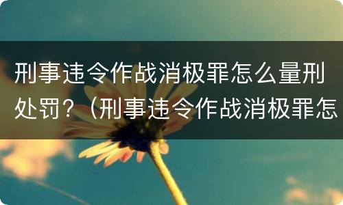 刑事违令作战消极罪怎么量刑处罚?（刑事违令作战消极罪怎么量刑处罚多少钱）