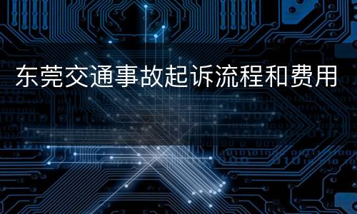东莞交通事故起诉流程和费用