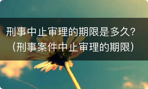 刑事中止审理的期限是多久？（刑事案件中止审理的期限）