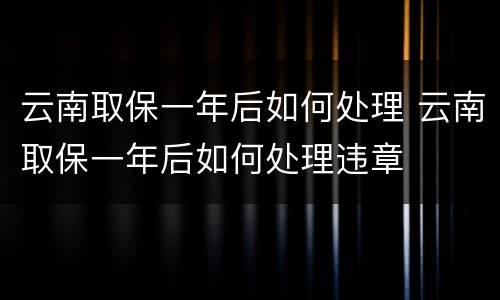 云南取保一年后如何处理 云南取保一年后如何处理违章