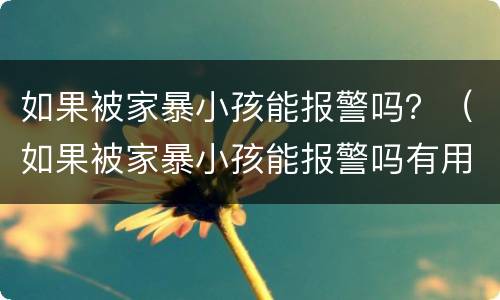 如果被家暴小孩能报警吗？（如果被家暴小孩能报警吗有用吗）
