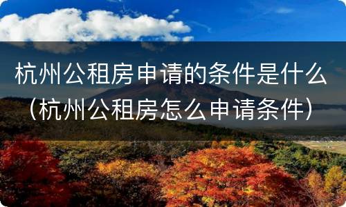 杭州公租房申请的条件是什么（杭州公租房怎么申请条件）