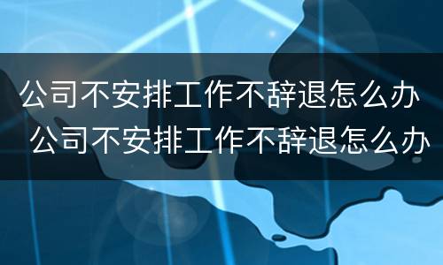 公司不安排工作不辞退怎么办 公司不安排工作不辞退怎么办理