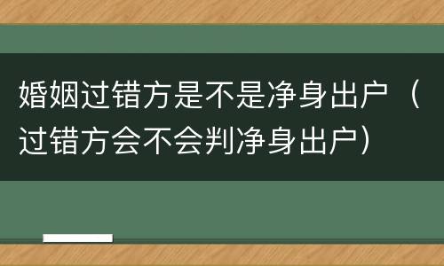 婚姻过错方是不是净身出户（过错方会不会判净身出户）