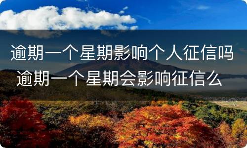 逾期一个星期影响个人征信吗 逾期一个星期会影响征信么