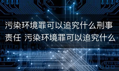 污染环境罪可以追究什么刑事责任 污染环境罪可以追究什么刑事责任案件