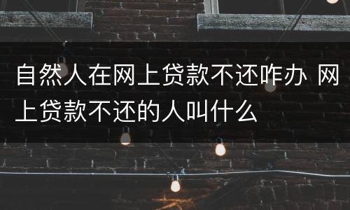 自然人在网上贷款不还咋办 网上贷款不还的人叫什么