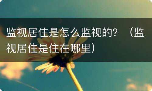 监视居住是怎么监视的？（监视居住是住在哪里）