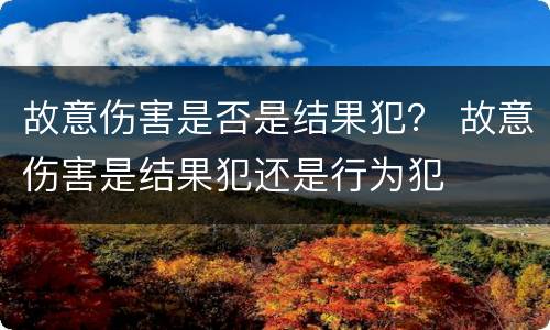 故意伤害是否是结果犯？ 故意伤害是结果犯还是行为犯