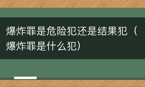 爆炸罪是危险犯还是结果犯（爆炸罪是什么犯）