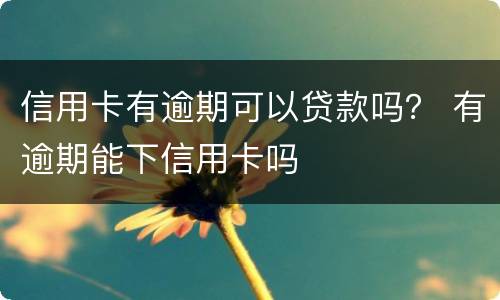 信用卡有逾期可以贷款吗？ 有逾期能下信用卡吗