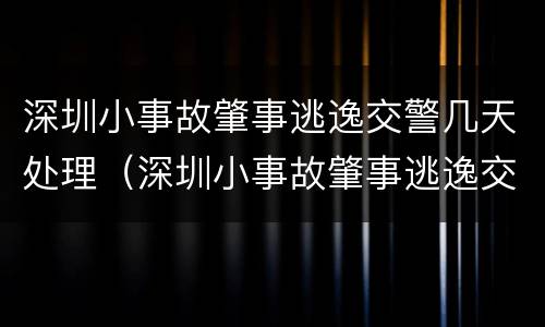 深圳小事故肇事逃逸交警几天处理（深圳小事故肇事逃逸交警几天处理结束）