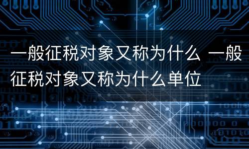 一般征税对象又称为什么 一般征税对象又称为什么单位
