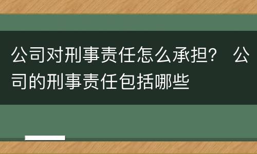 公司对刑事责任怎么承担？ 公司的刑事责任包括哪些