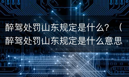 醉驾处罚山东规定是什么？（醉驾处罚山东规定是什么意思）