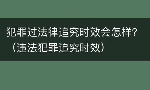 犯罪过法律追究时效会怎样？（违法犯罪追究时效）