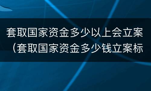 套取国家资金多少以上会立案（套取国家资金多少钱立案标准）