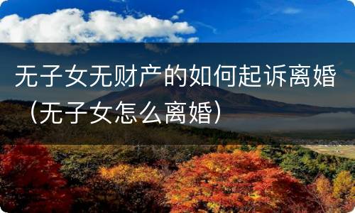 无子女无财产的如何起诉离婚（无子女怎么离婚）