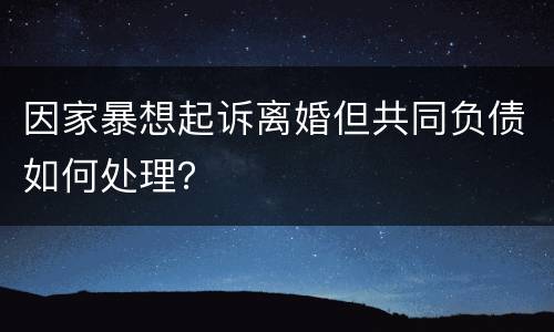因家暴想起诉离婚但共同负债如何处理？