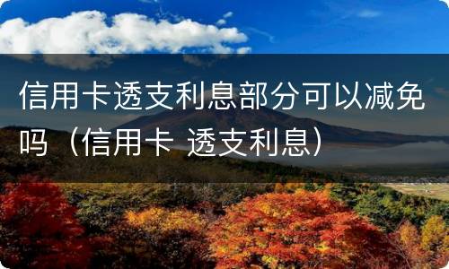 信用卡透支利息部分可以减免吗（信用卡 透支利息）