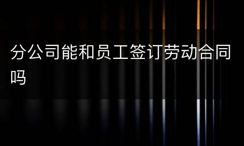 分公司能和员工签订劳动合同吗