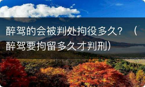 醉驾的会被判处拘役多久？（醉驾要拘留多久才判刑）