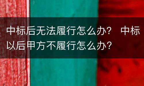中标后无法履行怎么办？ 中标以后甲方不履行怎么办?