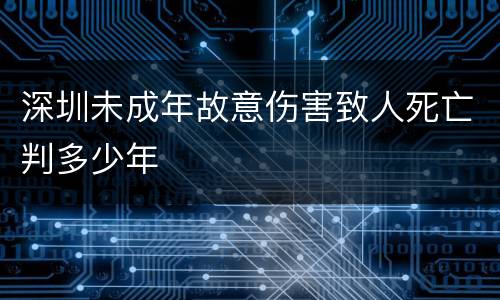 深圳未成年故意伤害致人死亡判多少年