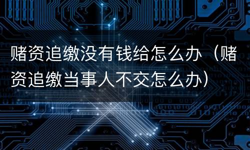 赌资追缴没有钱给怎么办（赌资追缴当事人不交怎么办）