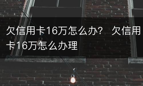 欠信用卡16万怎么办？ 欠信用卡16万怎么办理