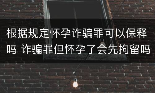 根据规定怀孕诈骗罪可以保释吗 诈骗罪但怀孕了会先拘留吗