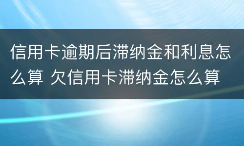 信用卡逾期后滞纳金和利息怎么算 欠信用卡滞纳金怎么算