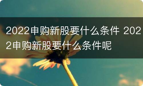 2022申购新股要什么条件 2022申购新股要什么条件呢