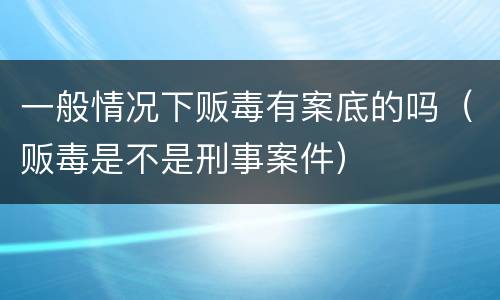 一般情况下贩毒有案底的吗（贩毒是不是刑事案件）
