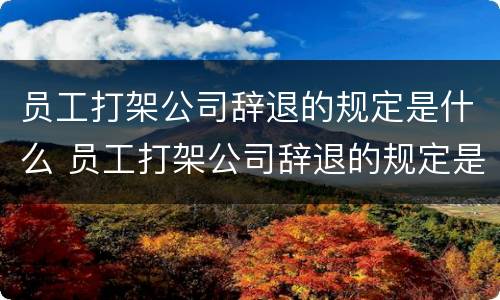 员工打架公司辞退的规定是什么 员工打架公司辞退的规定是什么呢