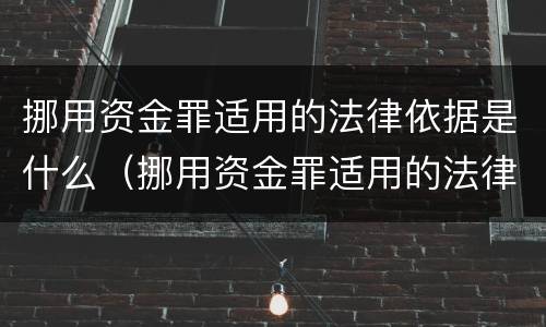 挪用资金罪适用的法律依据是什么（挪用资金罪适用的法律依据是什么意思）