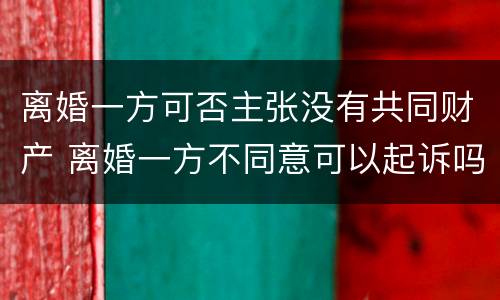 离婚一方可否主张没有共同财产 离婚一方不同意可以起诉吗